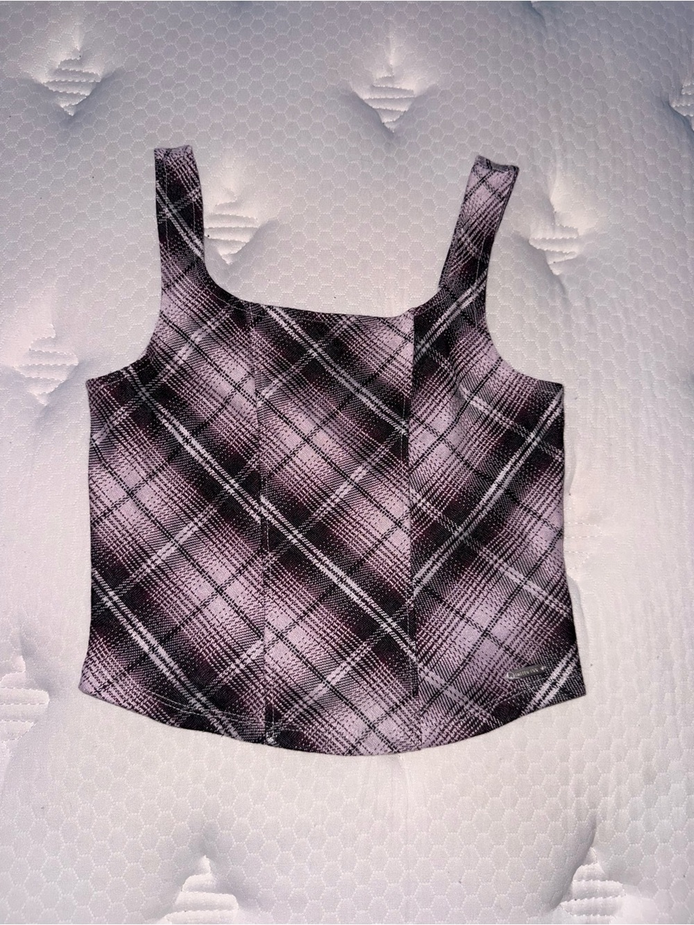 49. Limited Too Lavender and Black Plaid Square-Neck Tank